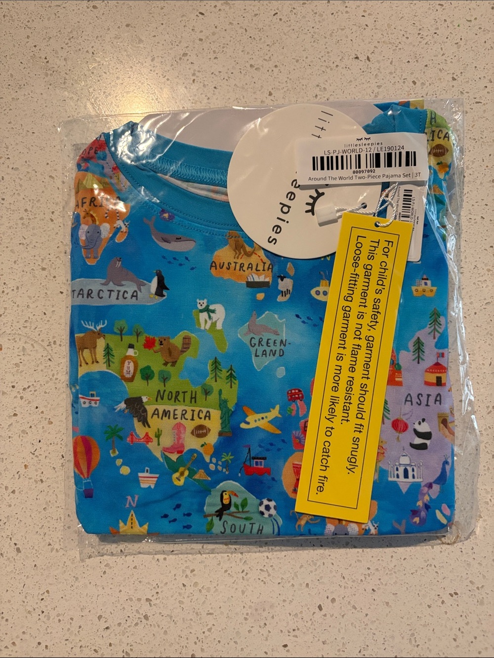 Little Sleepies Around the World Blue Two-Piece Pajama Set NWT